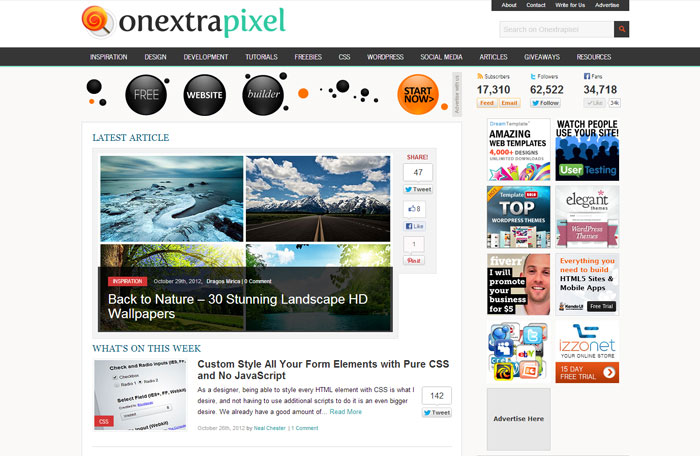 onextrapixel.com Web Design Blog