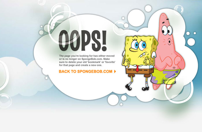 spongebob.nick.com 404 page design