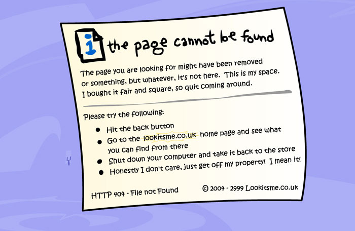 lookitsme.com 404 page design