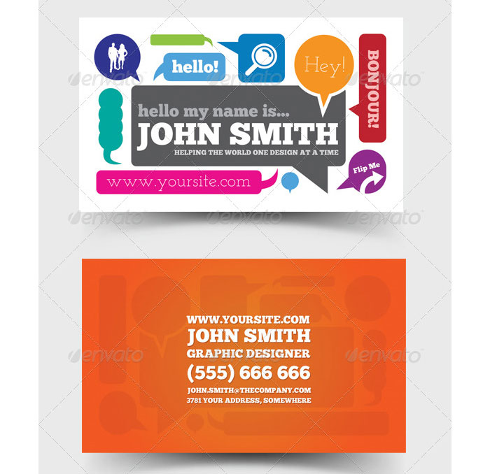 Hello 2 Printable Business Card Template