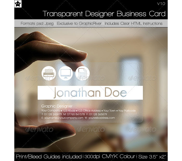 Transparent Designer Printable Business Card Template
