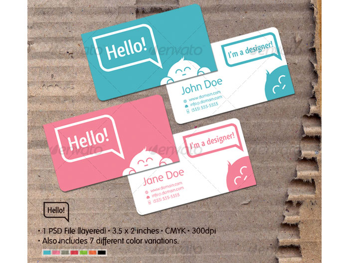 Hello! Card Printable Business Card Template
