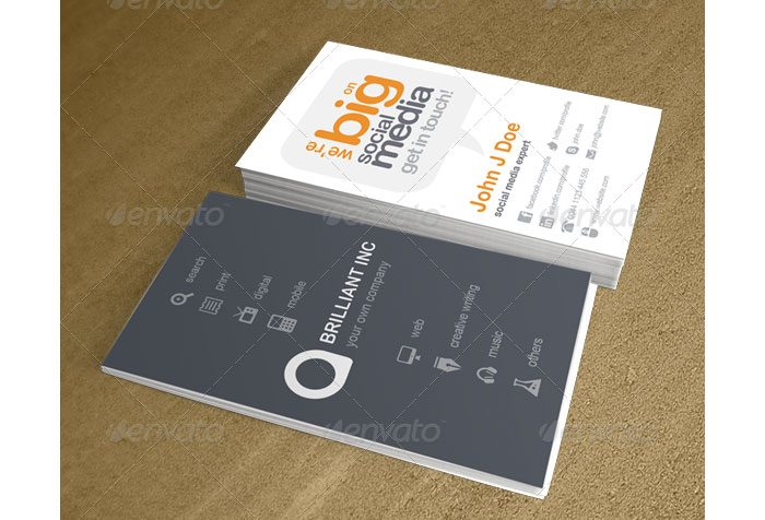 Refined V2 : Social Media Printable Business Card Template