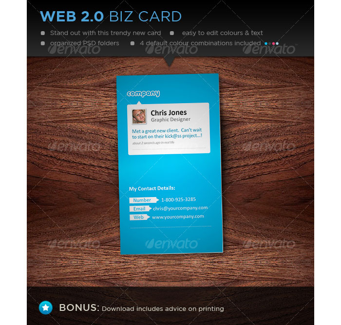 Web 2.0 Style Printable Business Card Template