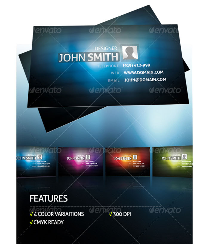 4 Colors Printable Business Card Template