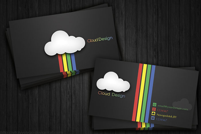 Cloud Design Black Business Card