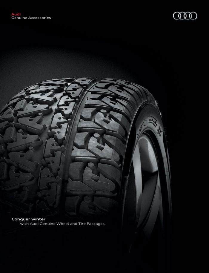 Conquer winter, with Audi Genuine Wheel and Tire Packages Print Advertisement