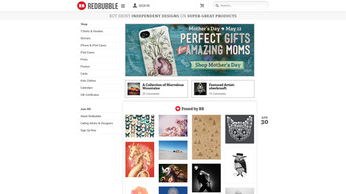 redbubble.com Designed with Twitter Bootstrap