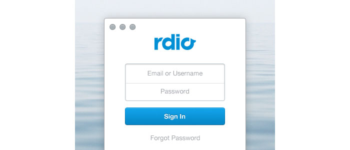 Rdio Sign In User Interface Design Inspiration