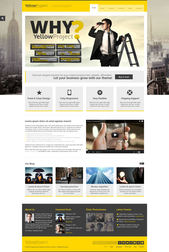 yellow project Corporate WordPress Design Inspiration