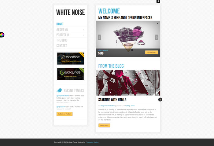 White noise Creative Portfolio WordPress Theme