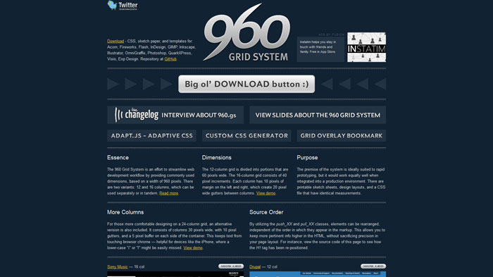 960.gs Popular CSS Library