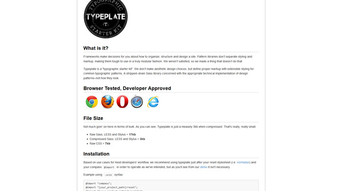 Typeplate Popular CSS Library