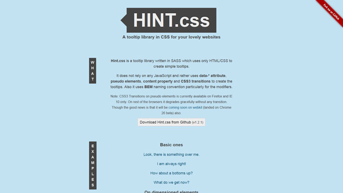 HINT.css Popular CSS Library