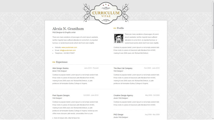 Elegance Resume Curriculum Vitae Website Design