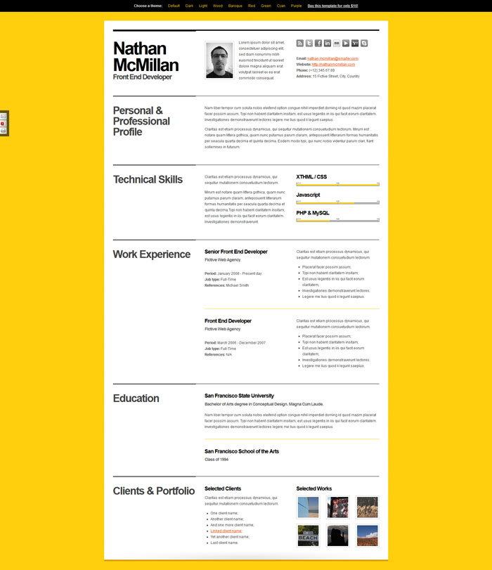 bold Resume Curriculum Vitae Website Design