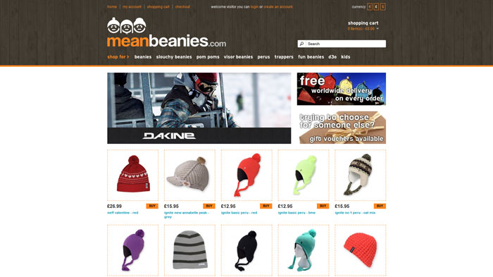 meanbeanies.com Ecommerce website