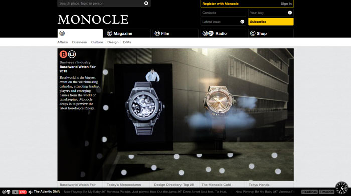 monocle.com Ecommerce website