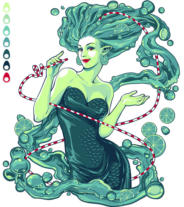 Sirene Au Citron Fantasy Vector Illustration