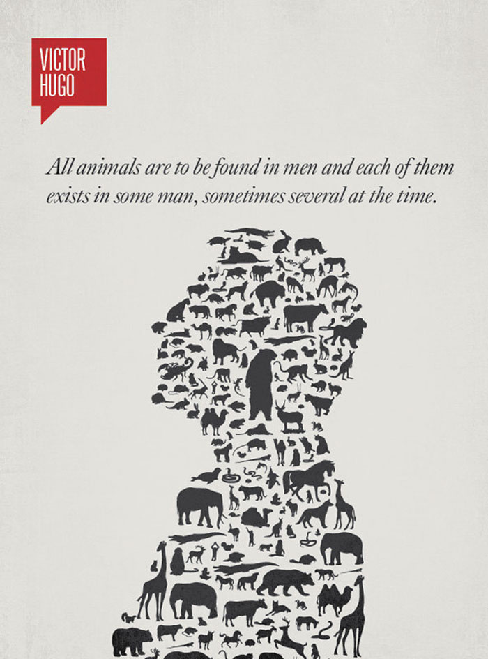 All animals are to be found in men and each of them exists in some man, sometimes several at the time Quote Minimalist poster