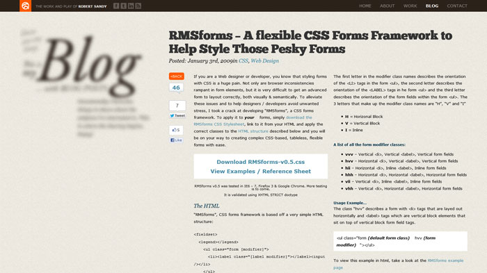 RMSforms – A flexible CSS Forms Framework to Help Style Those Pesky Forms