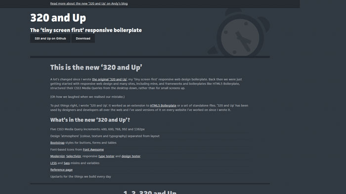 320 and Up: The tiny screen first responsive boilerplate