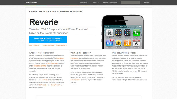 Reverie: Versatile HTML5 Responsive WordPress Framework