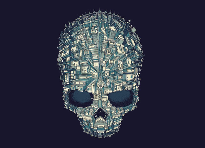 Welcome to Skull City! Guys T-Shirt Design