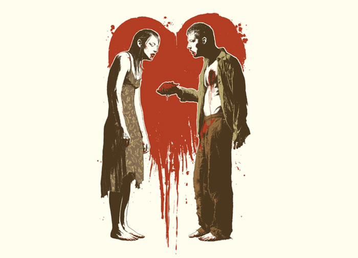 Zombie Romance Guys T-Shirt Design
