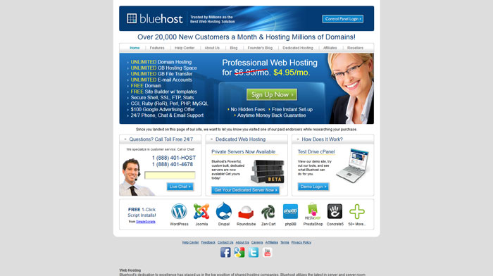 bluehost.com Website Hosting Provider
