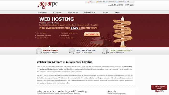 jaguarpc.com Website Hosting Provider