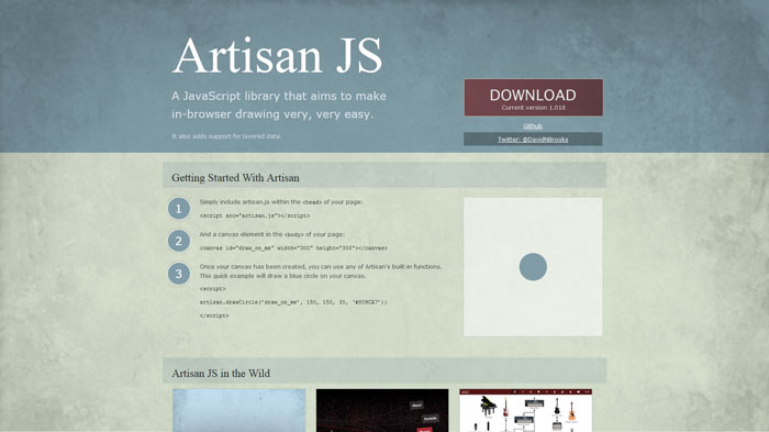 Artisan JS: A JavaScript library that aims to make in-browser drawing easy