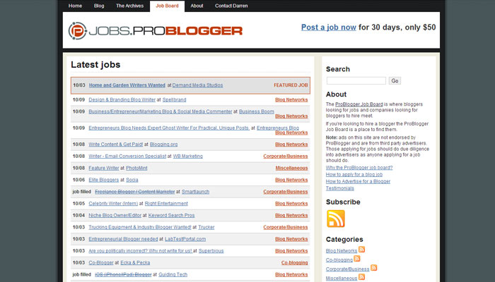 jobs.problogger.net job board