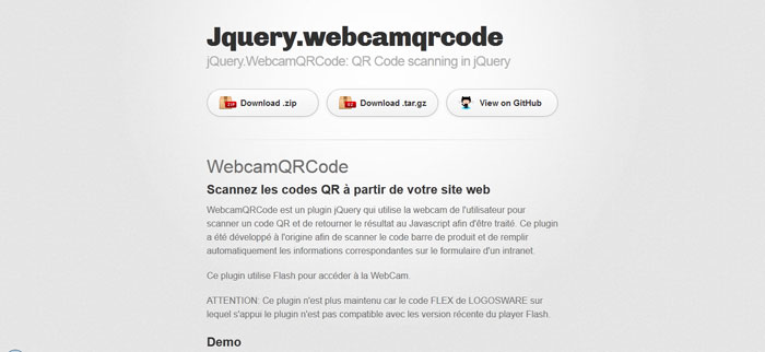 Jquery.webcamqrcode jQuery Data Visualization Plugin