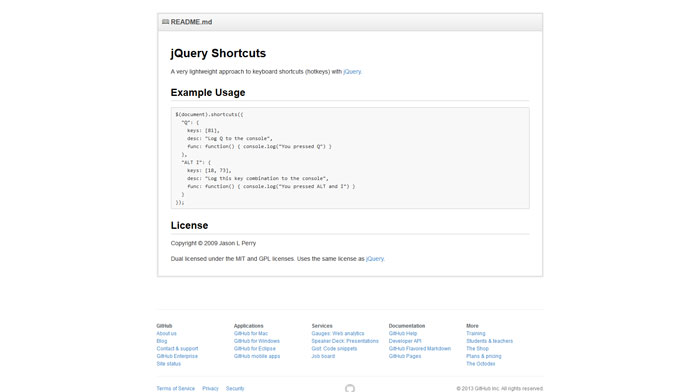 jQuery Shortcuts: A very lightweight approach to keyboard shortcuts (hotkeys) with jQuery