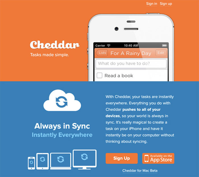 cheddarapp.com Landing Page Design Inspiration
