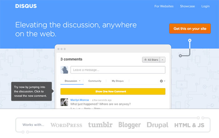 disqus.com Landing Page Design Inspiration