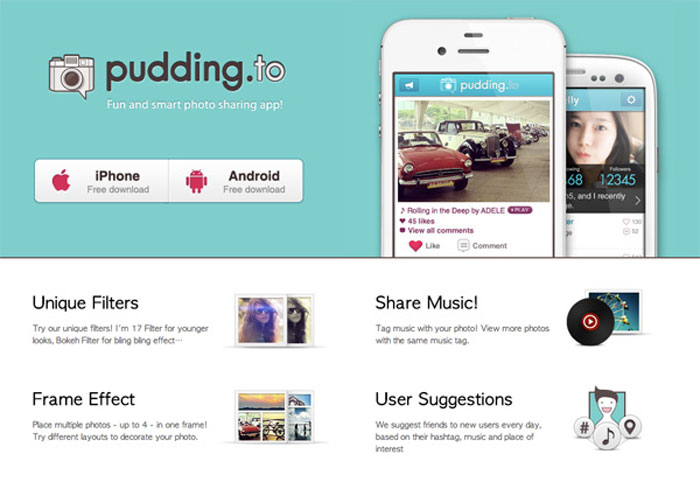 pudding.to Landing Page Design Inspiration