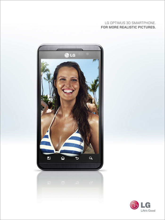 LG Optimus 3D Smartphone. For more realistic pictures Print Advertisement