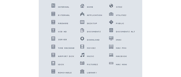 Mac OS X Lion Style Sidebar Icons for Inspiration and download