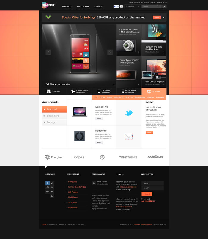 Orange Website Layout Design Inspiration