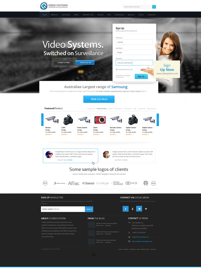 Video System Website Layout Design Inspiration