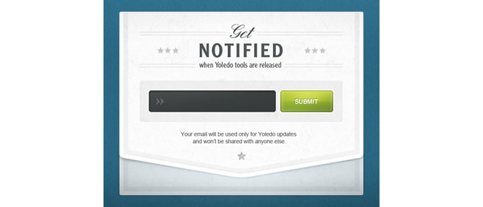 Yoledo - Get Notified submit form Design Inspiration