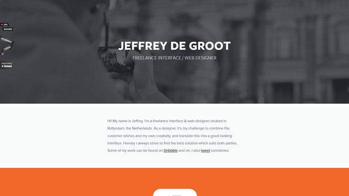 jeffreydegroot.com One Page Website Design