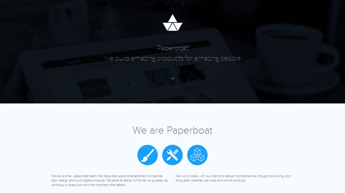 paperboat.io One Page Website Design
