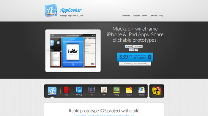 AppCooker Wireframing and prototyping tool