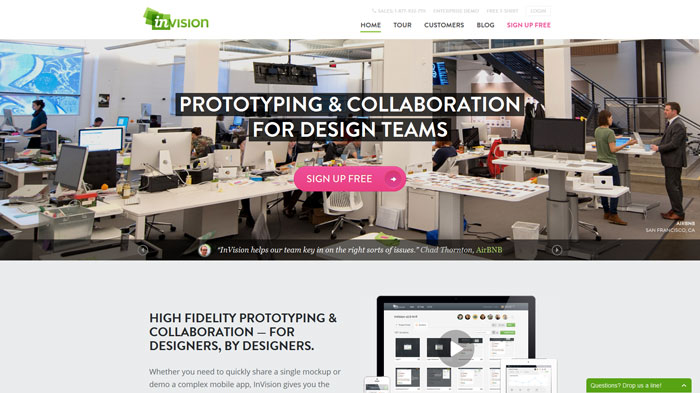 InVision Wireframing and prototyping tool