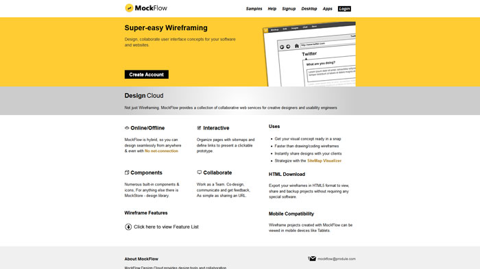 MockFlow Wireframing and prototyping tool
