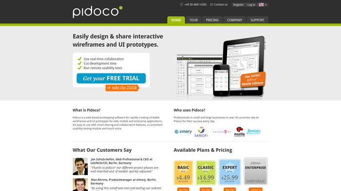 Pidoco Wireframing and prototyping tool