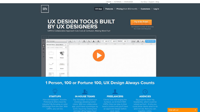 UXPin Wireframing and prototyping tool